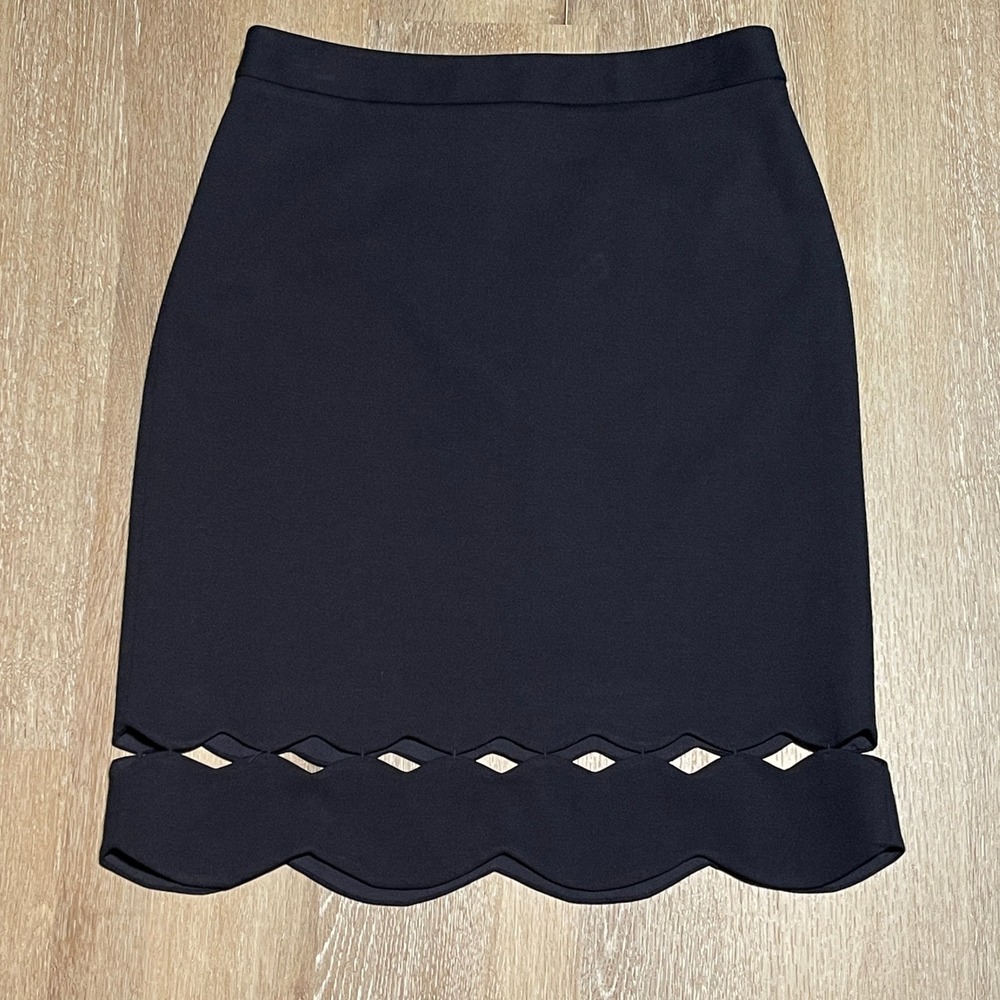 Talbots‎ Petites Navy Blue Scalloped Hem Pencil Skirt Career Office 2P NWT $99